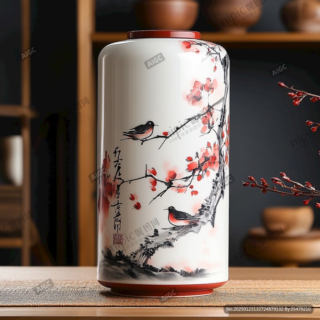 花鳥陶瓷保溫杯