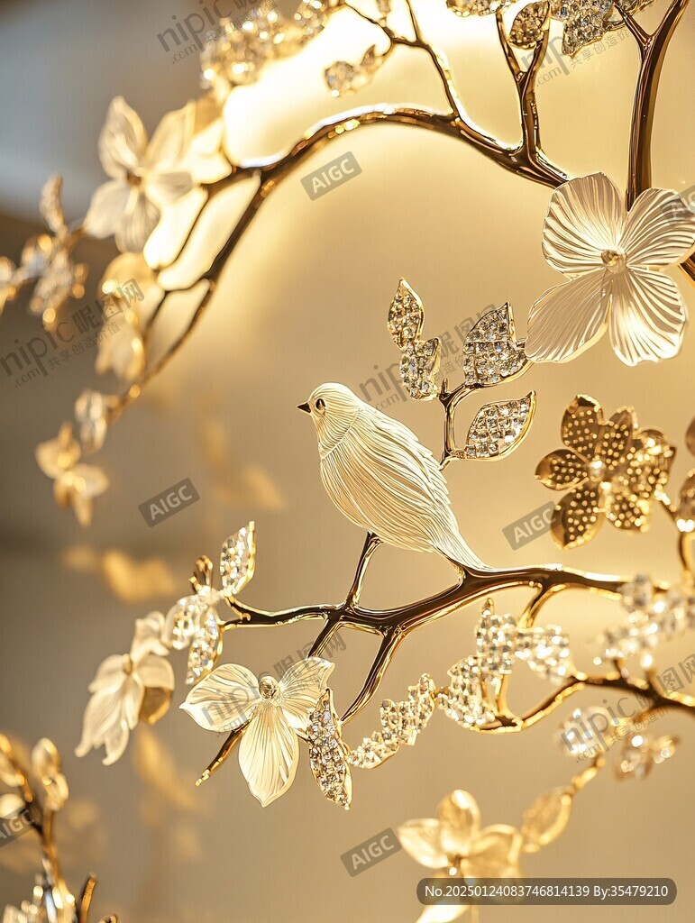 輕奢金線(xiàn)花鳥(niǎo)圖
