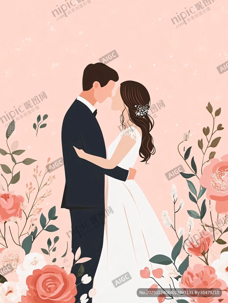 婚禮新人插畫