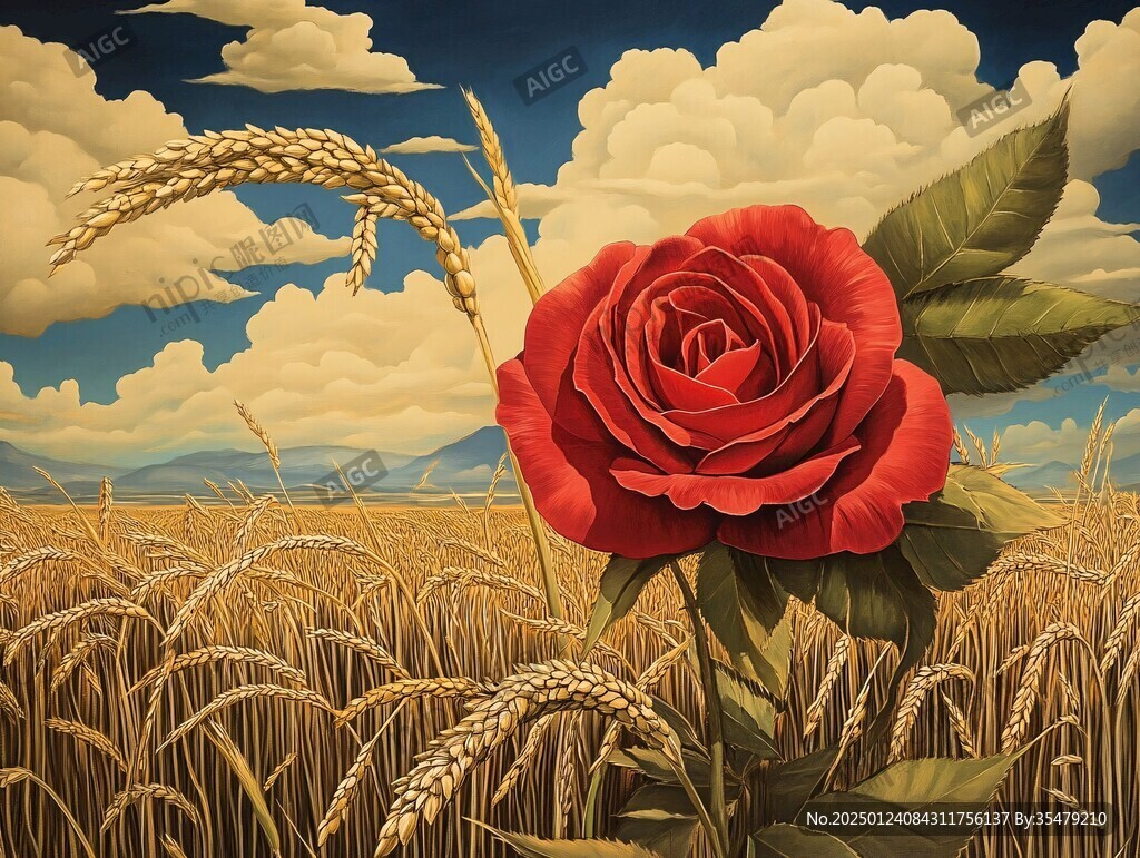 紅玫瑰插畫