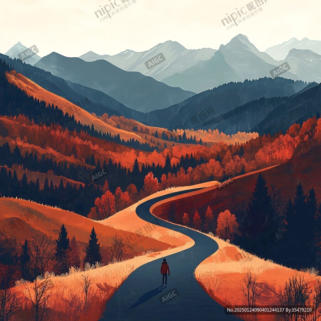 秋天治愈插畫
