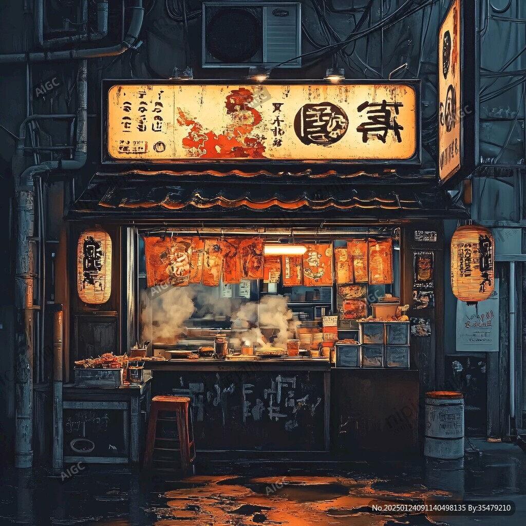 夜宵店插畫