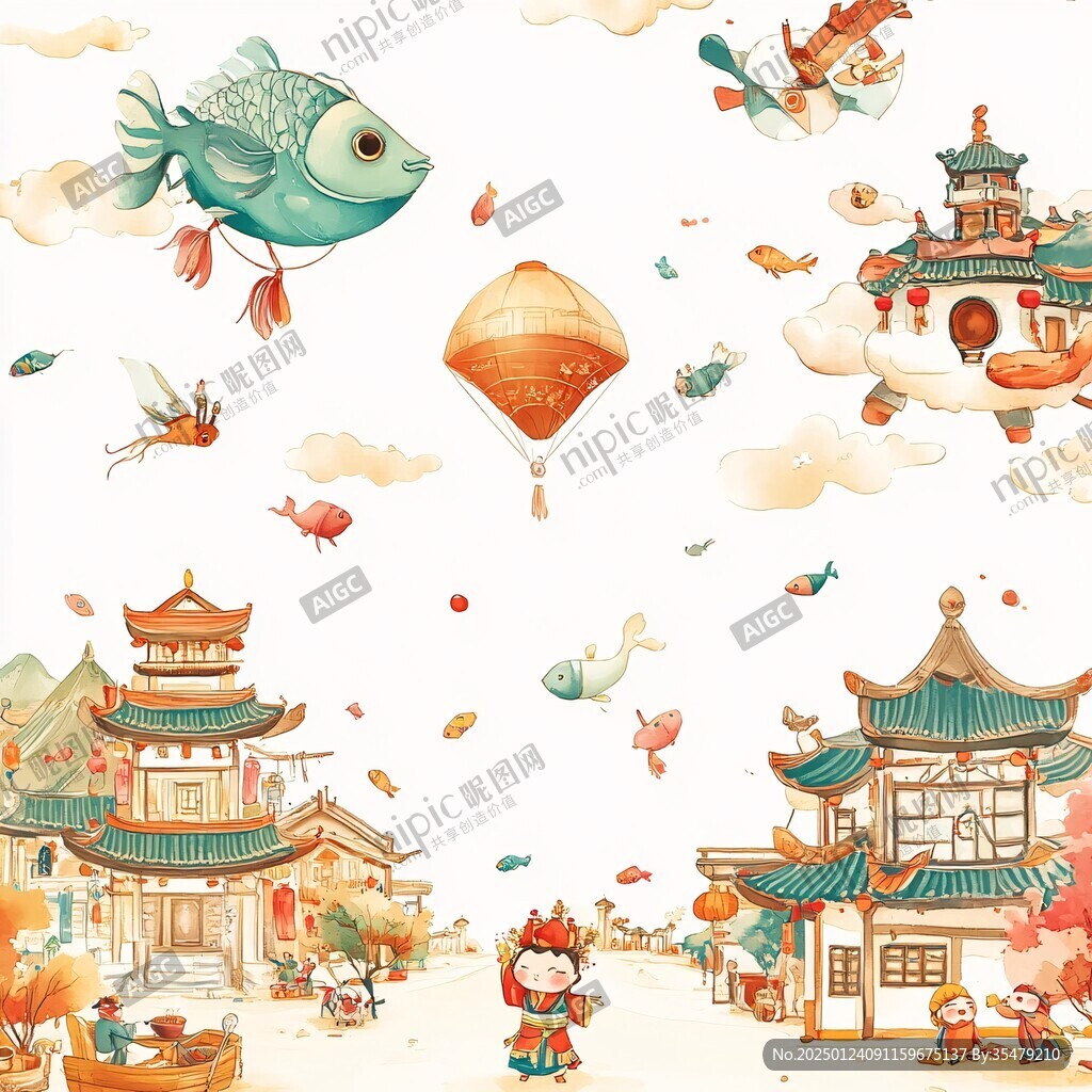 金魚紙鳶插畫