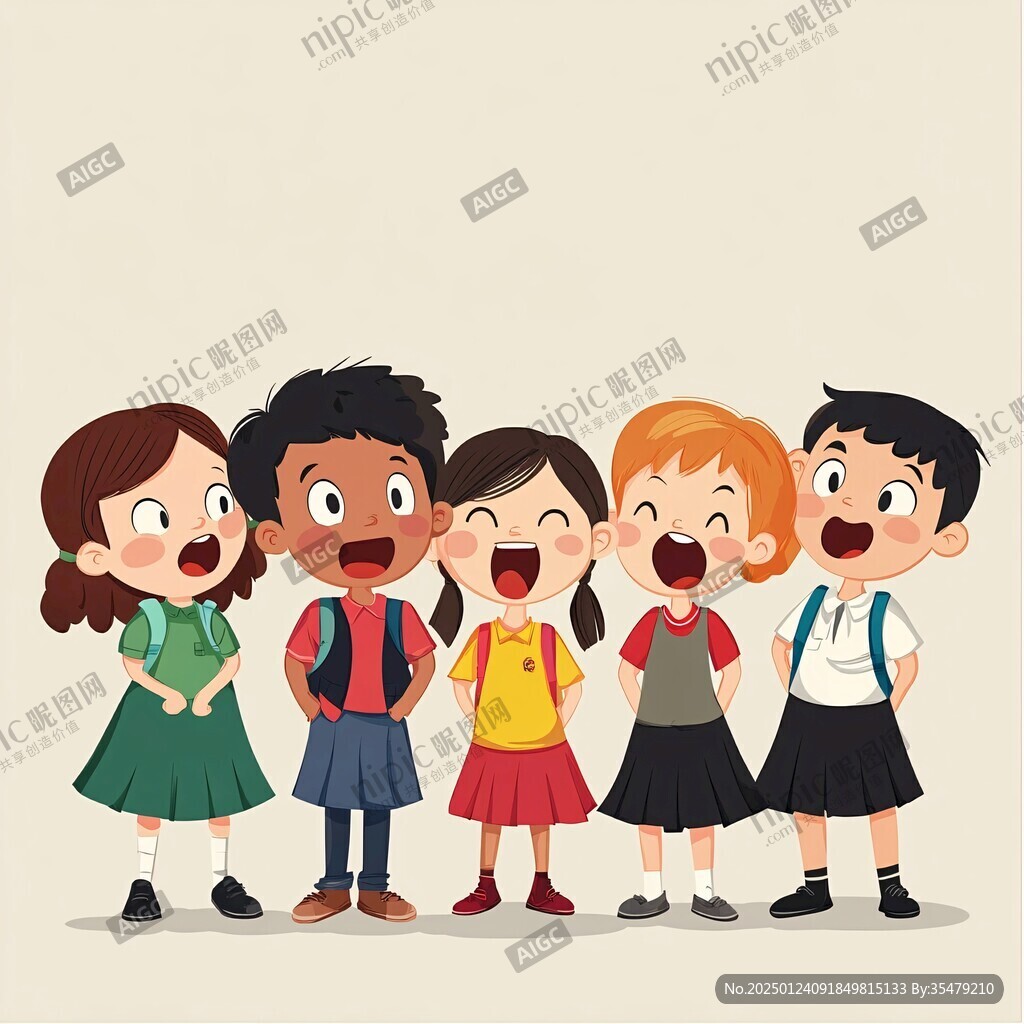 卡通學生兒童素材