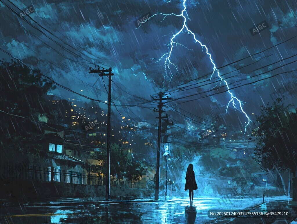 被雷擊插畫