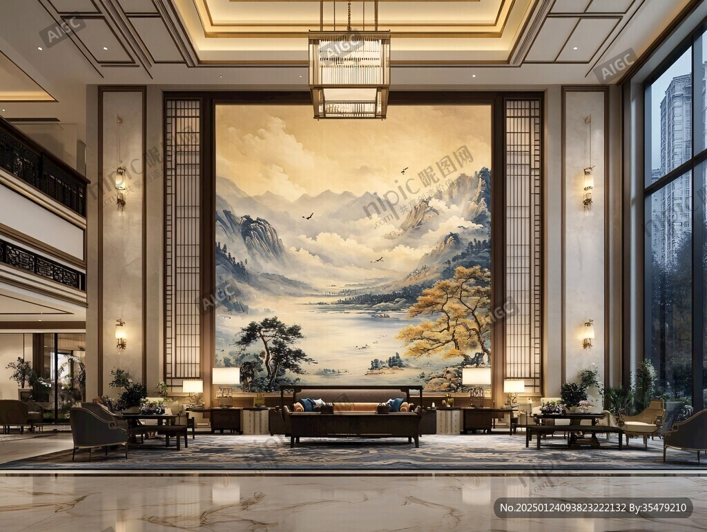 迎客松酒店客廳背景