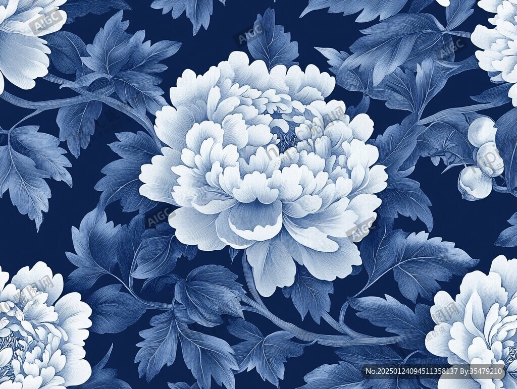 牡丹青花圖案
