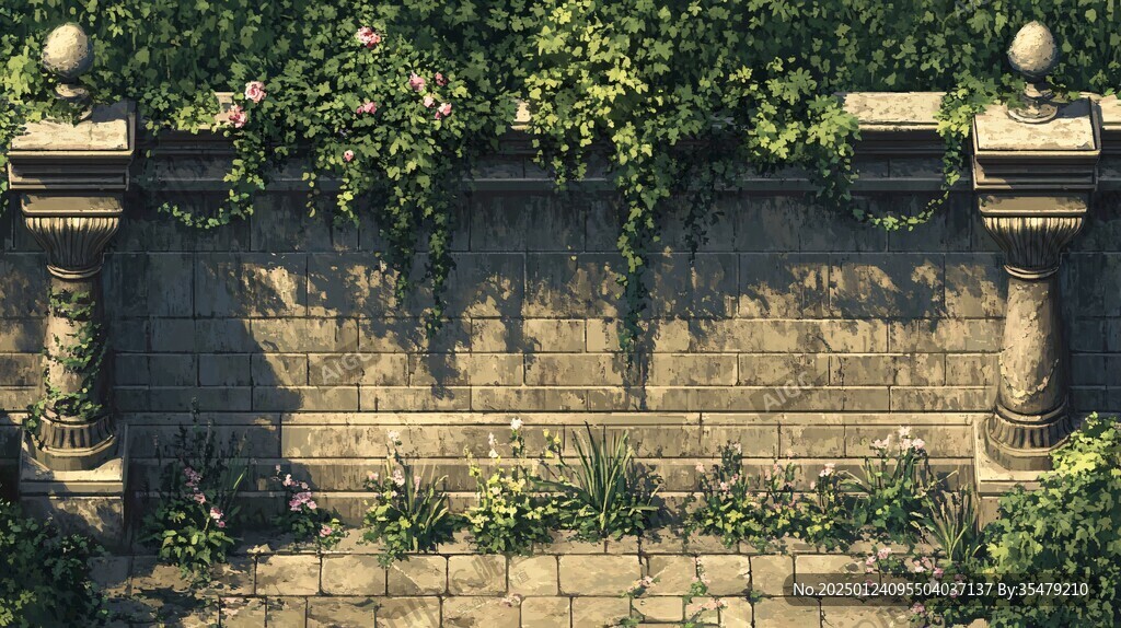 墻角的花園花園插畫