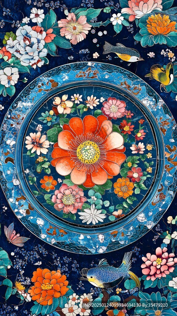 高清插畫宮廷靜物花卉