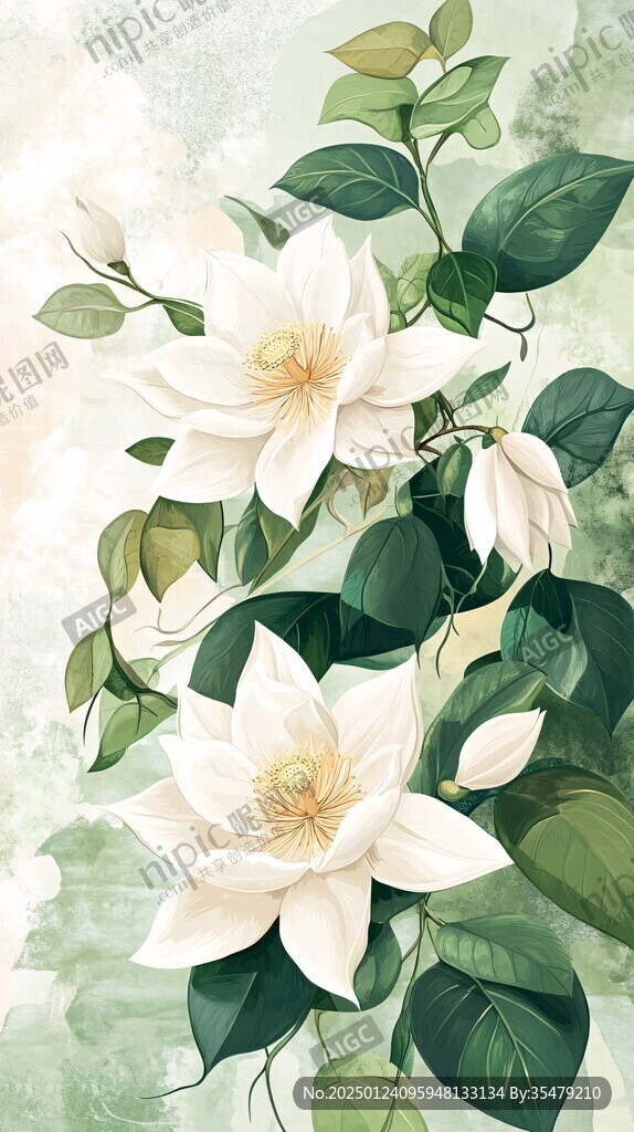 插畫茉莉花