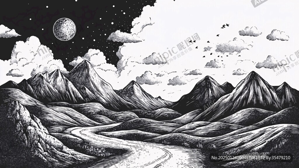 黑白畫山水畫后現(xiàn)代