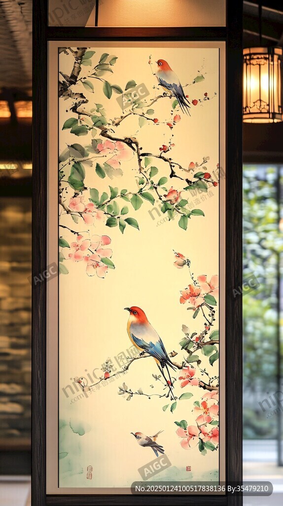 酒店花鳥背景