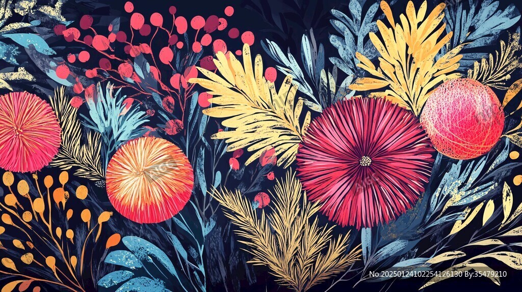 合歡花包裝插畫