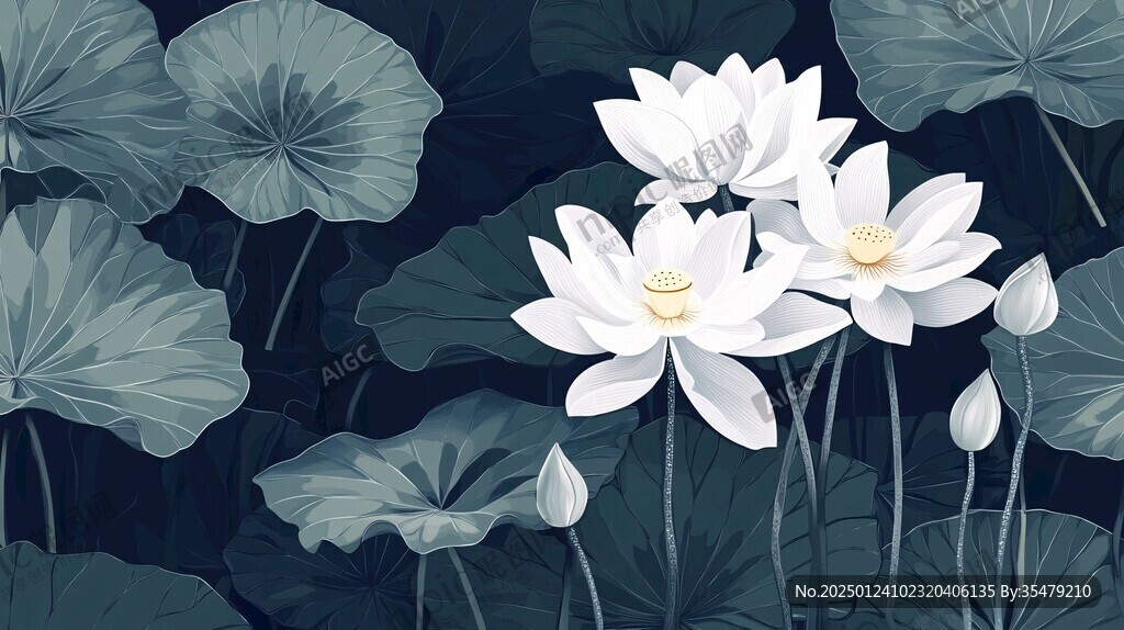 荷花包裝插畫