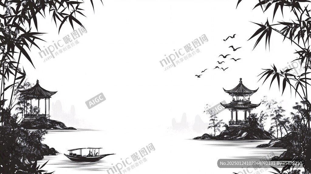 古典水墨竹林