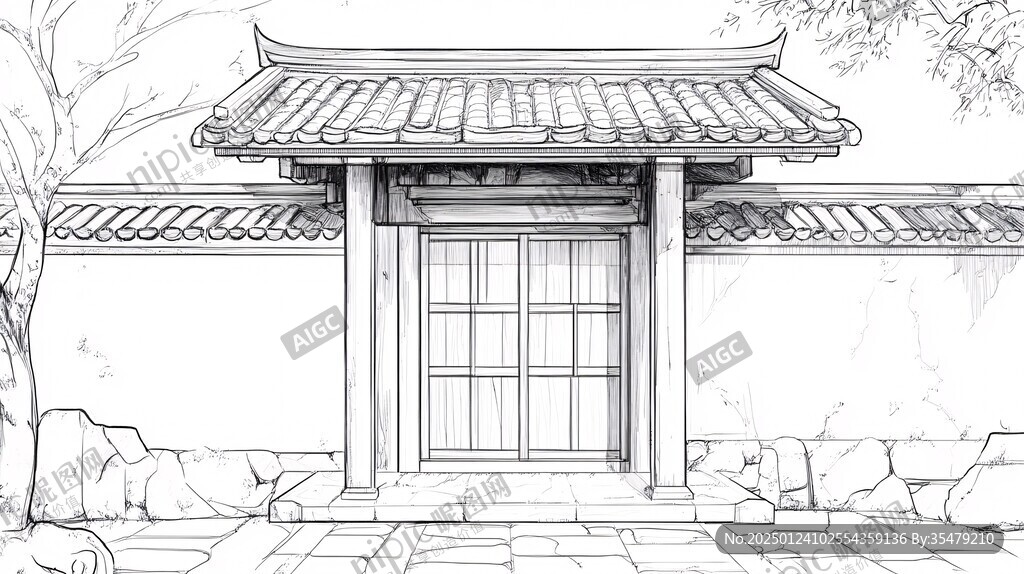 庭院線稿