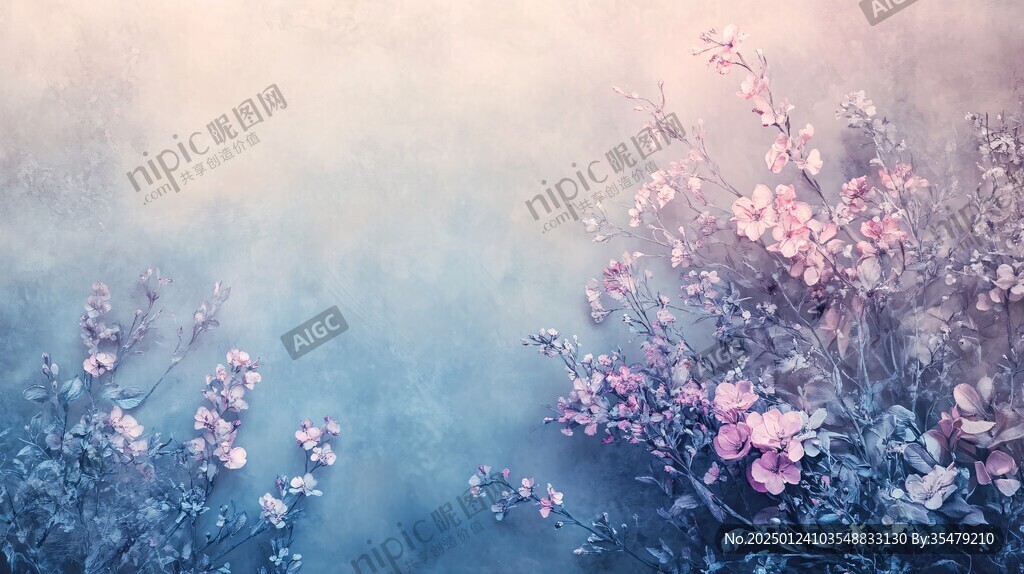 朦朧唯美花草背景