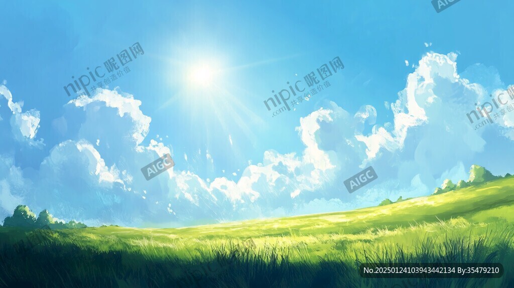 陽(yáng)光晴朗風(fēng)景插畫(huà)