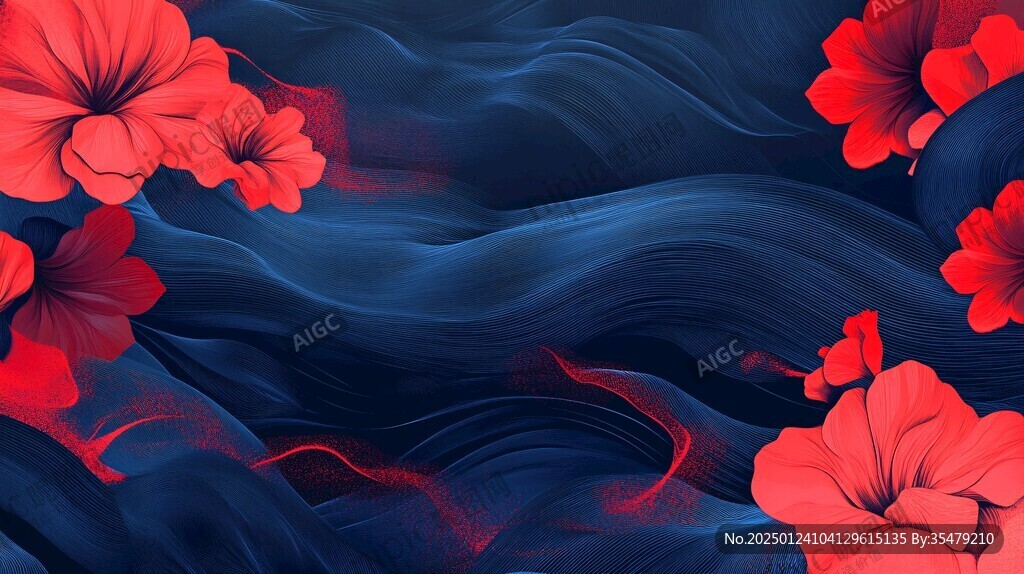 紅色喜慶炫麗流體畫