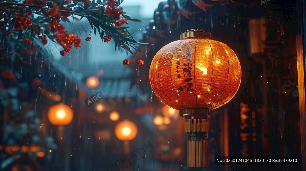 雨中宮燈