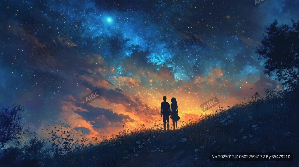情侶看流星雨