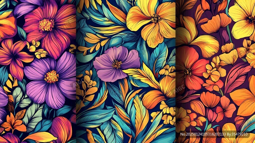 3d浮雕繽紛花卉