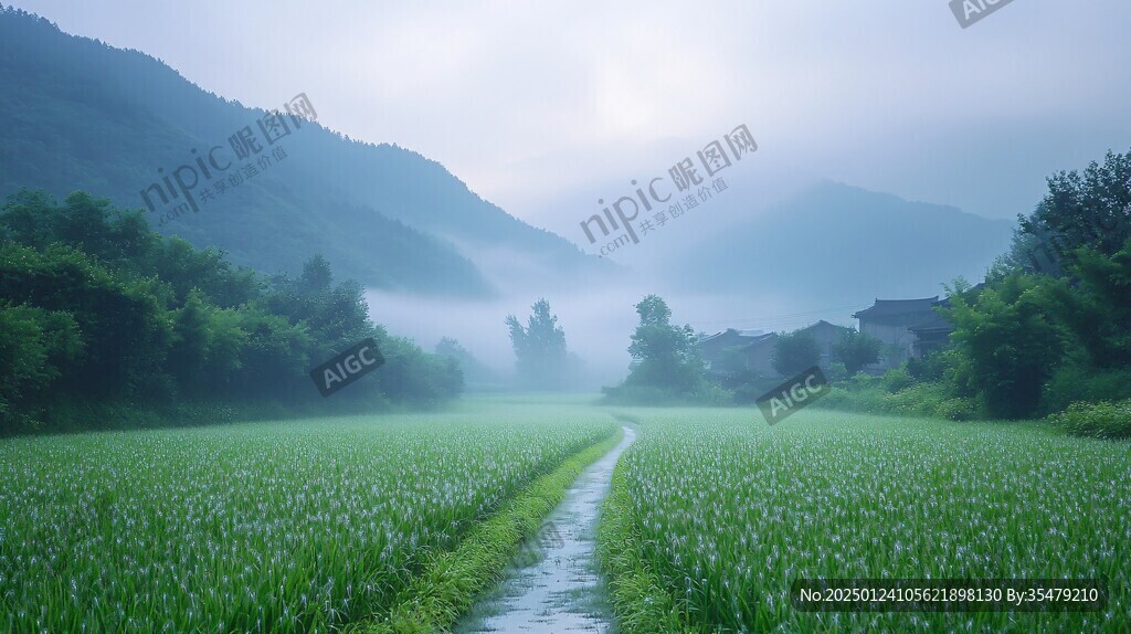 鄉村雨后美景