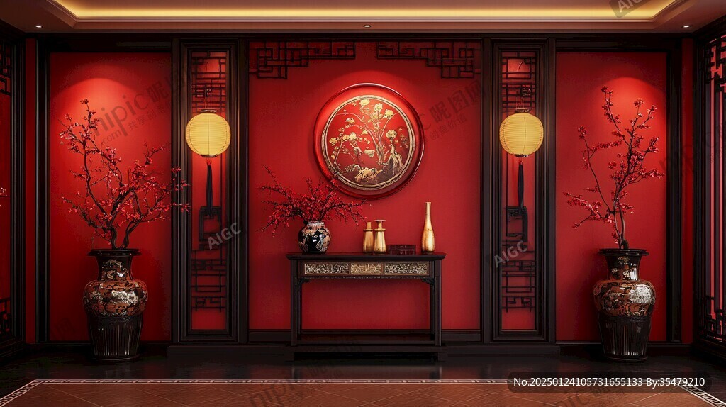 紅色新中式迎賓區(qū)