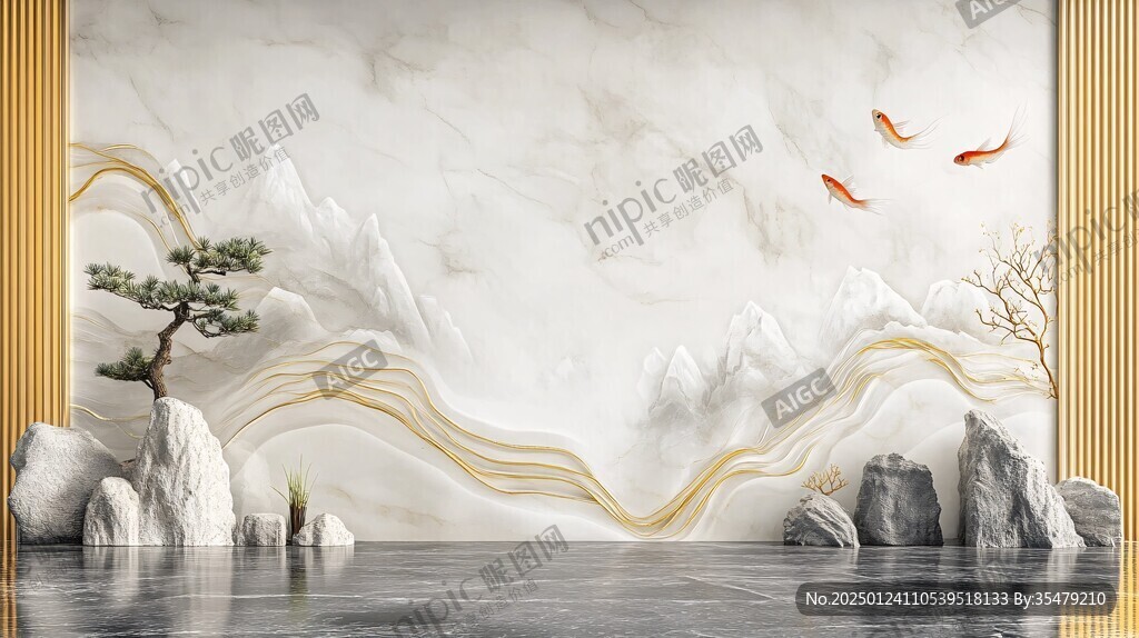 現(xiàn)代輕奢山水背景墻