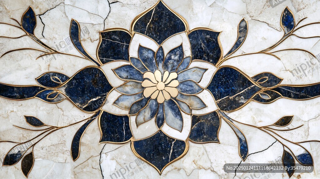 寶石拼花藍(lán)色瓷片