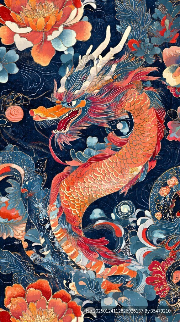 龍鳳插畫上色