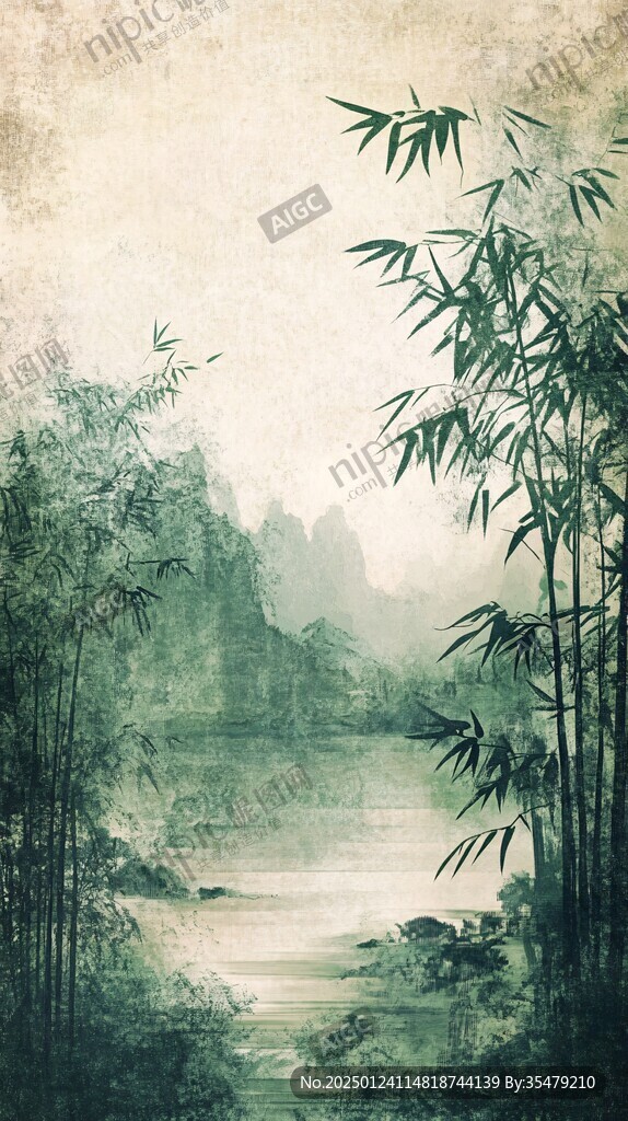 古典水墨竹林