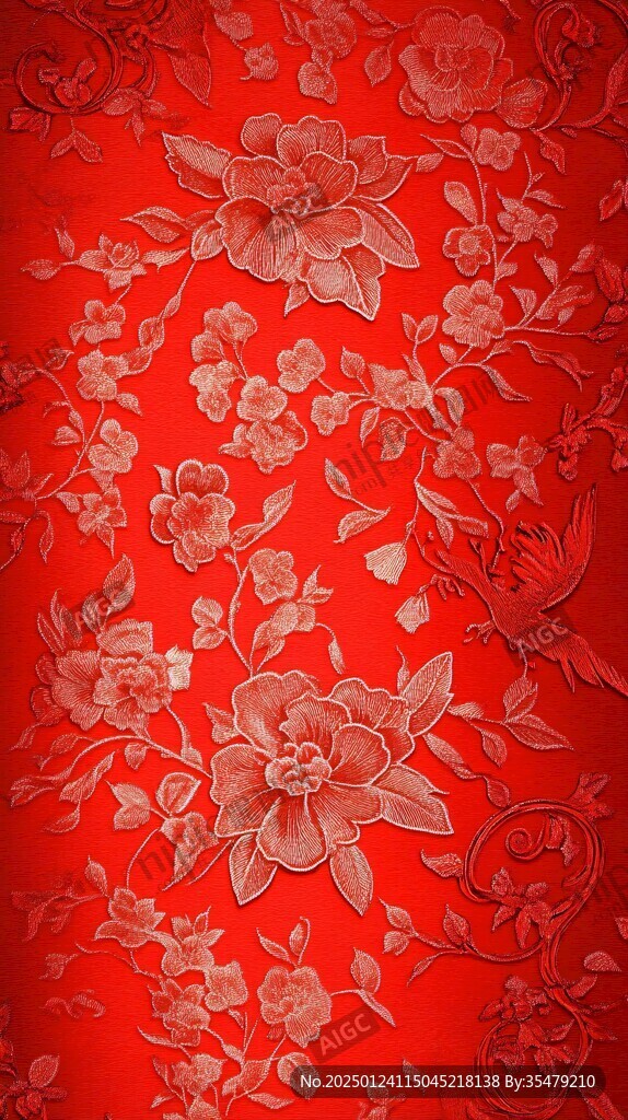 富貴紅色花紋
