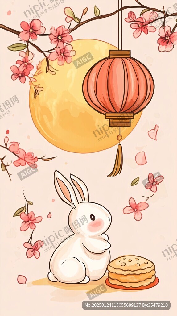 月餅小兔插畫