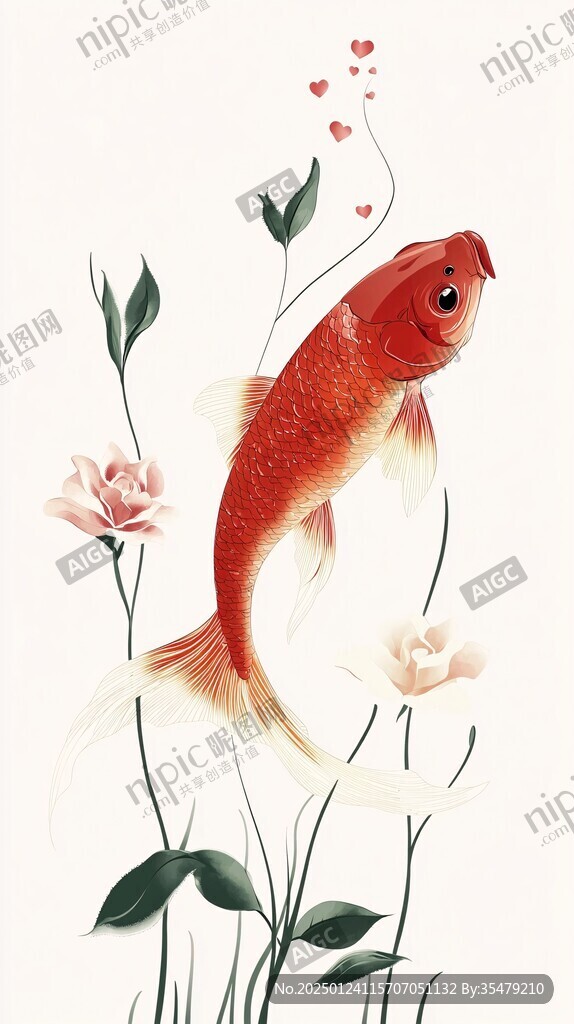 紅鯉魚手繪