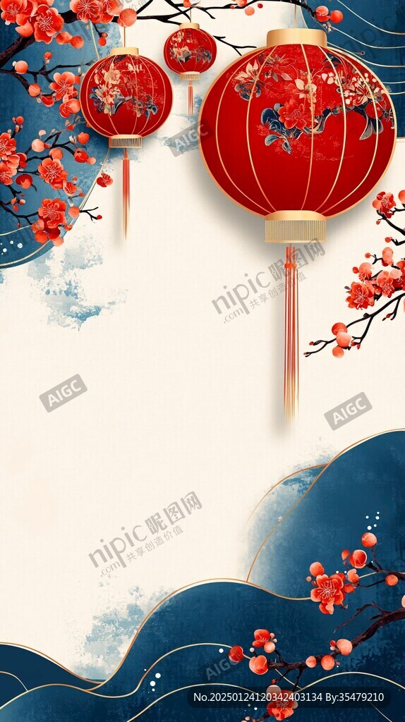 水墨新中式喜慶背景