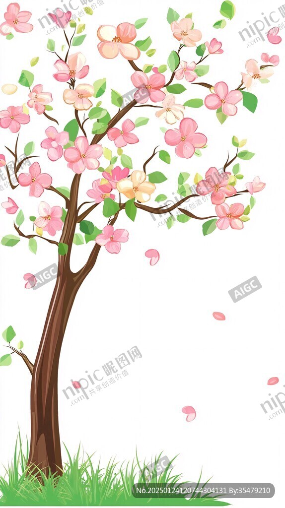 桃花樹插畫