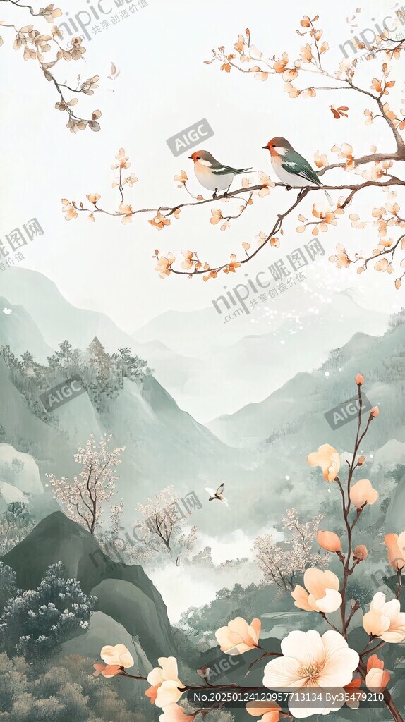 古風(fēng)山水花鳥插畫