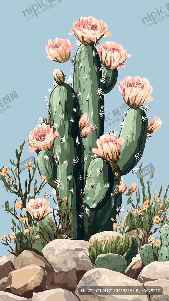 仙人掌植物插畫