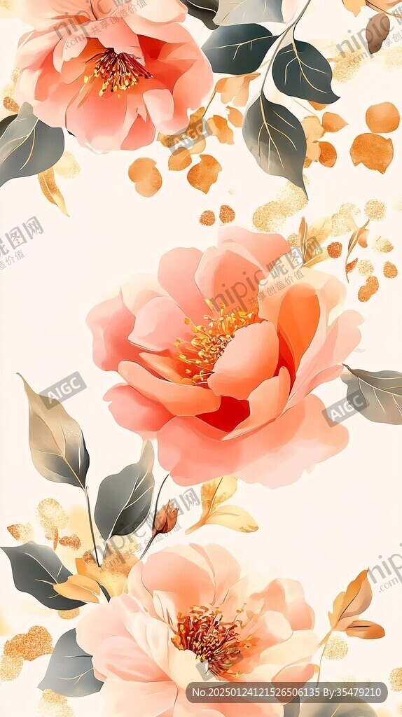 手繪質(zhì)感牡丹花
