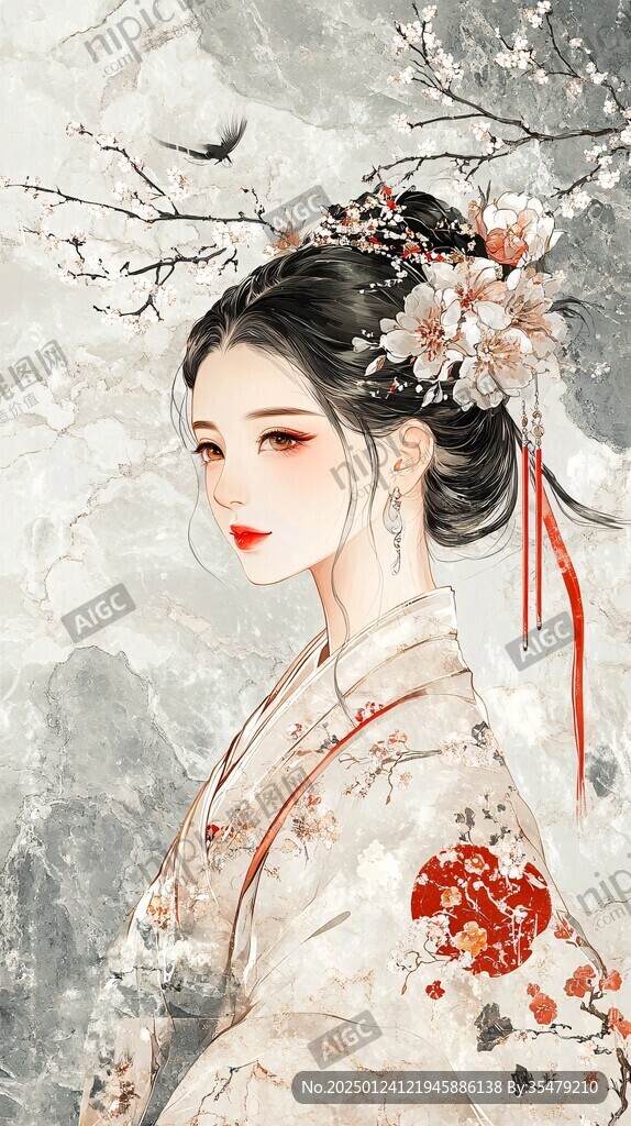 古風(fēng)美女頭像插畫(huà)封面