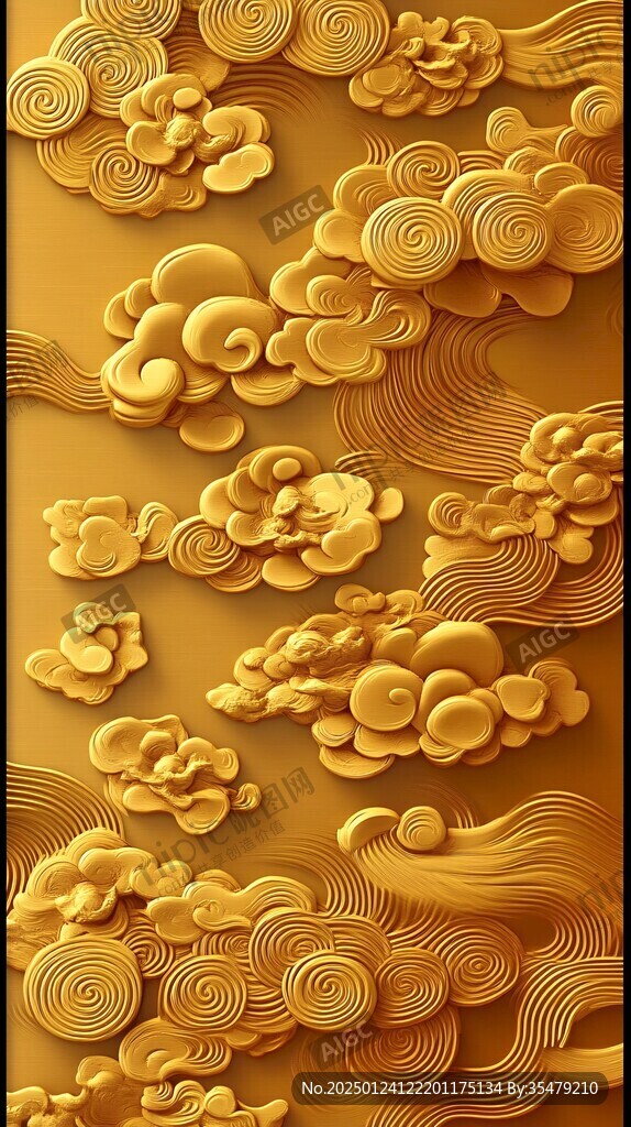 金色云紋浮雕