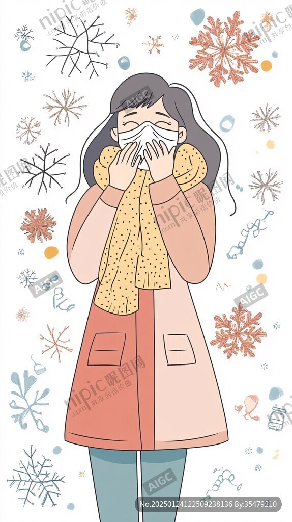 打噴嚏掩口鼻插畫