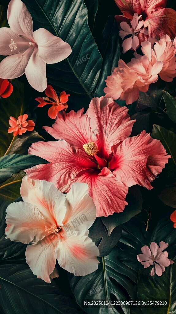 田園風熱帶樹葉花朵
