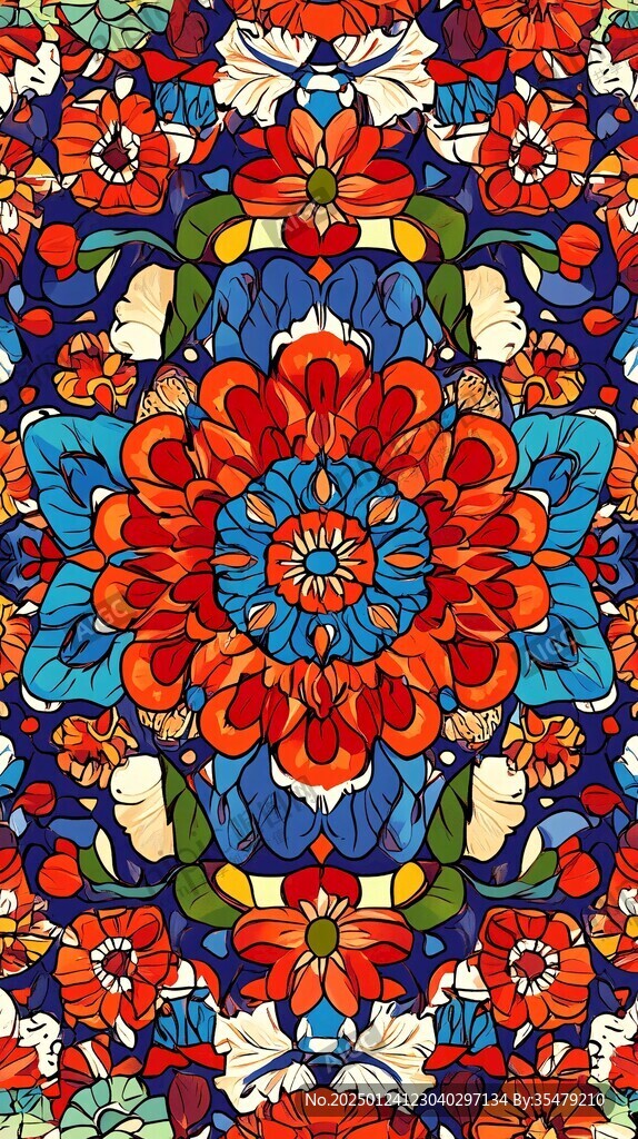 彩色民族風(fēng)花草花卉