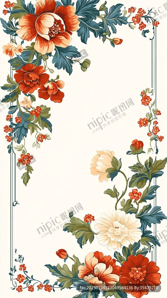 底紋邊框唯美花朵