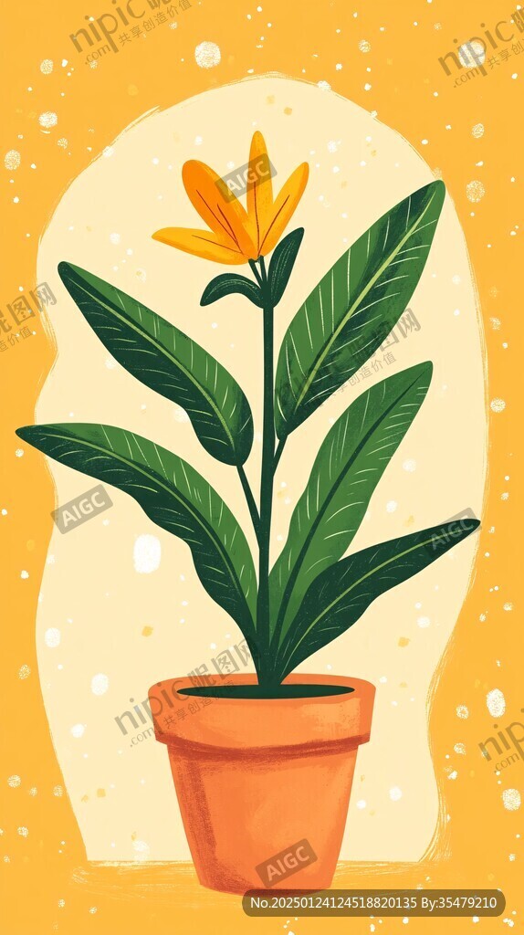 盆栽植物插畫(huà)