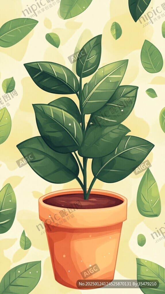 綠植盆栽插畫