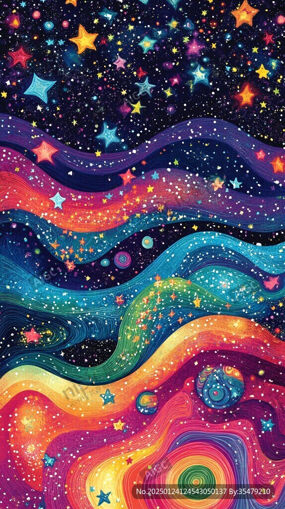 創(chuàng)意彩色繽紛宇宙插畫