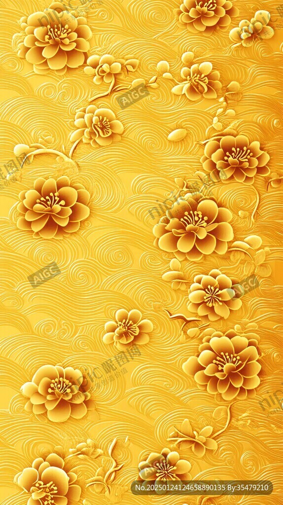 金色牡丹花紋